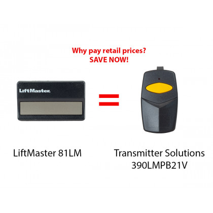 LiftMaster 81LM 390 MHz Compatible Single Button Visor Garage Door Opener Remote 