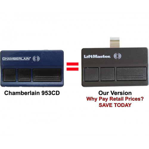 Chamberlain 953D Garage Door Opener Remote Transmitter 953CD Visor Size 
