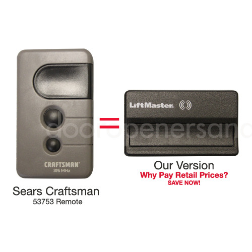 Sears Craftsman 139.53753 One button Garage Door Opener remote 315mhz 371LM 