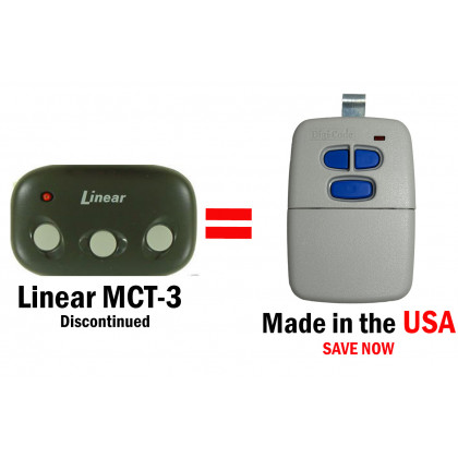 Digi Code DC-MC3 Remote Control is Compatible with Linear MCT-3 318 MHz Megacode Remote Control