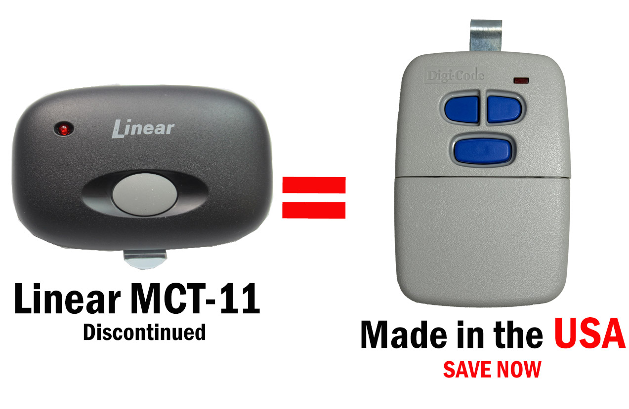 Digi Code MC3 318 MHz Garage Door Remote Control - Linear MCT-11 Compatible