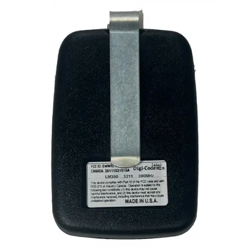 Digi Code DC-LM390 Visor Remote Control - Compatible with Craftsman 139.53403 Remote Control Back Photo