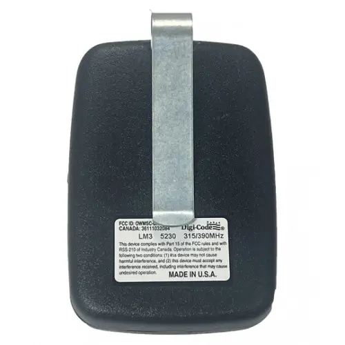 Digi Code DC-LM390 Visor Remote Control - Compatible with Craftsman 139.18778 Remote Control Back Photo
