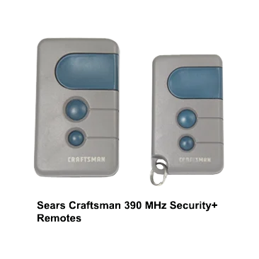 Sears Craftsman Security+ 390 MHz Remote Controls 139.53691B and 139.53680
